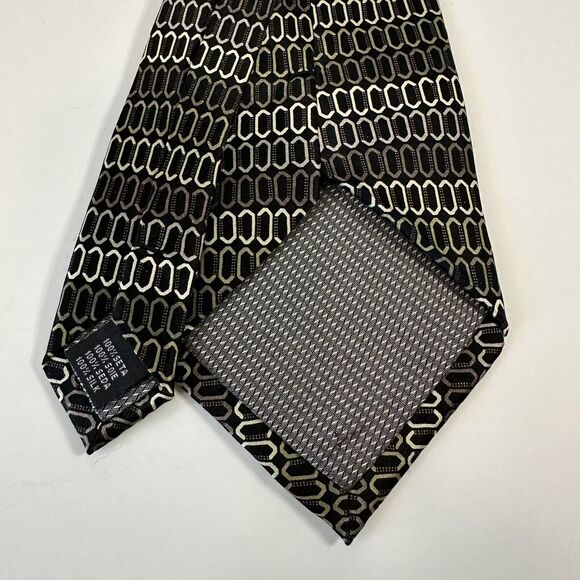 Giorgio Brutini Collezione Tie Black/Grey/Cream Handmade Silk Geometric preppy - Picture 5 of 12